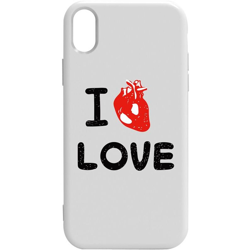 TOTO Pure TPU 2mm Print Case iPhone X/XS #42 Love Heart White - зображення 1