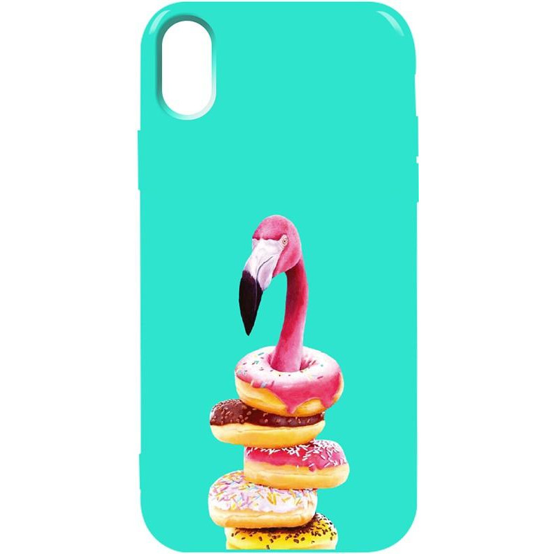 TOTO Pure TPU 2mm Print Case iPhone XS Max #35 Flamingo Donats Mint - зображення 1