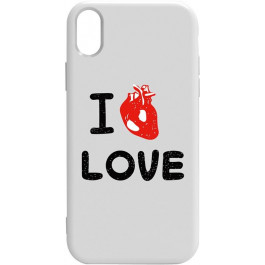 TOTO Pure TPU 2mm Print Case iPhone XS Max #42 Love Heart White