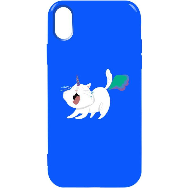 TOTO Pure TPU 2mm Print Case iPhone XS Max #6 Cat Puk Blue - зображення 1