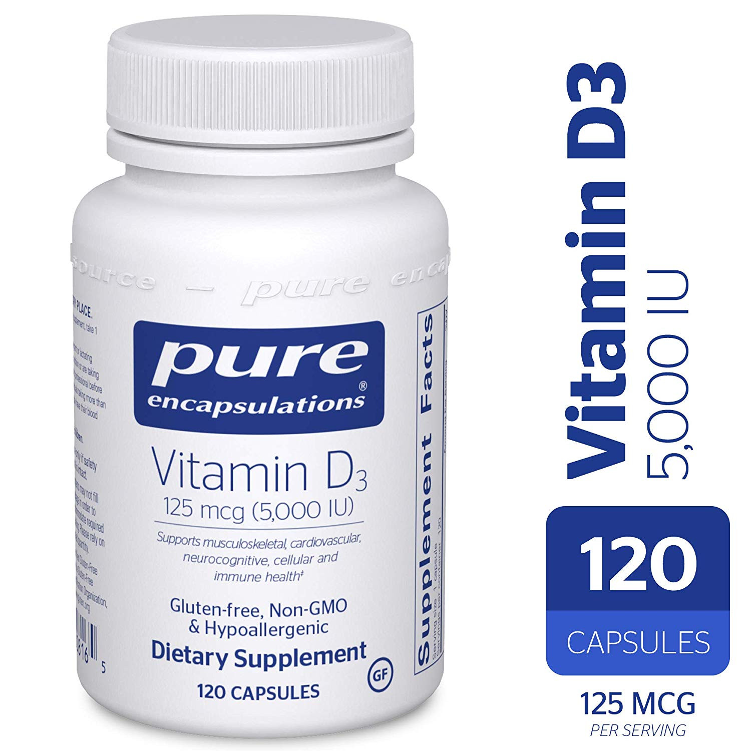 Pure Encapsulations Vitamin D3 125 mcg /5,000 IU/ 120 caps - зображення 1