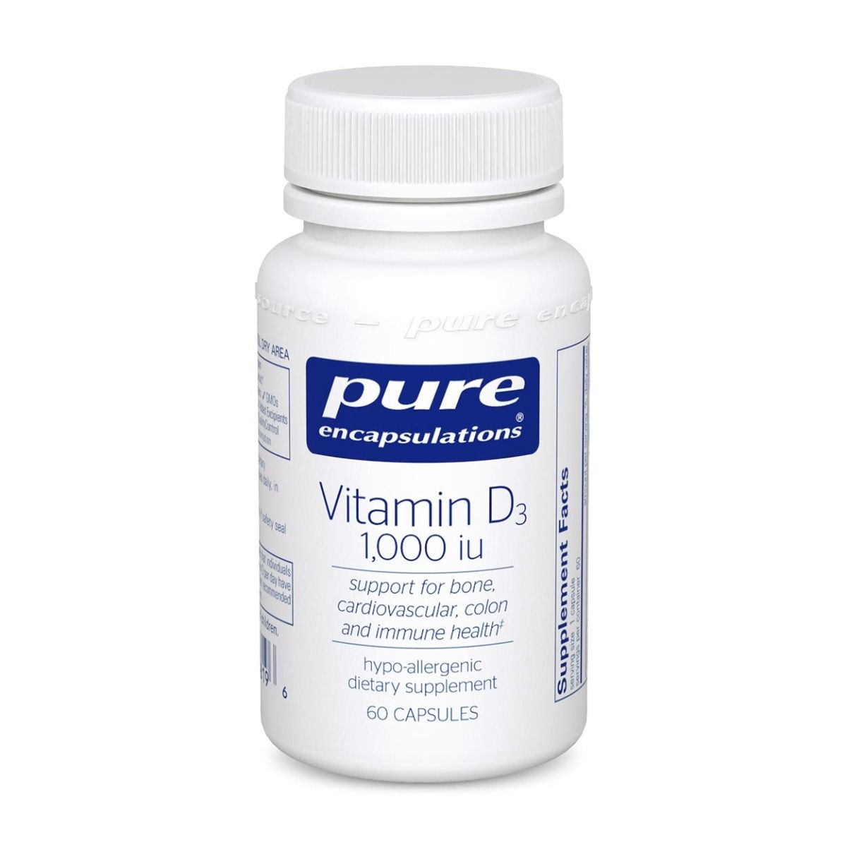 Pure Encapsulations Vitamin D3 25 mcg /1,000 IU/ 60 caps - зображення 1