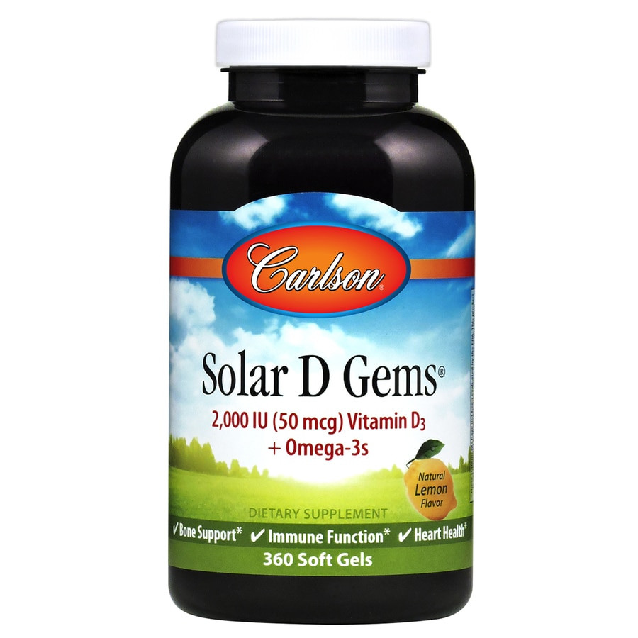 Carlson Labs Solar D Gems 2,000 IU /50 mcg/ 360 caps Natural Lemon - зображення 1