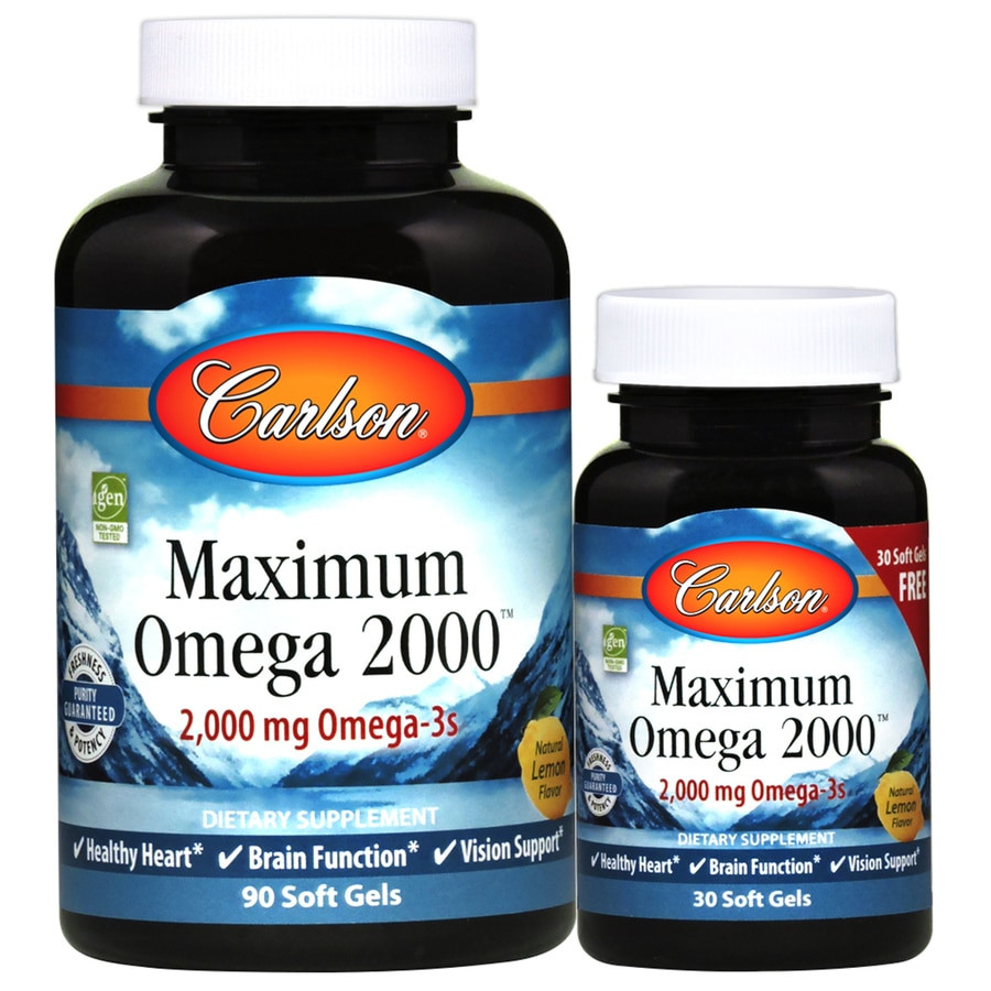 Carlson Labs Maximum Omega 2000 120 caps /90+30 caps/ Natural Lemon - зображення 1
