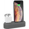 AHASTYLE Silicone Stand 2 in 1 for Apple AirPods and iPhone - Gray (AHA-01550-GRY) - зображення 1