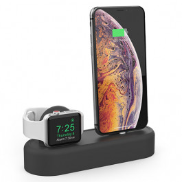 AHASTYLE Silicone Stand 2 in 1 for Apple Watch and iPhone - Black (AHA-01560-BLK)