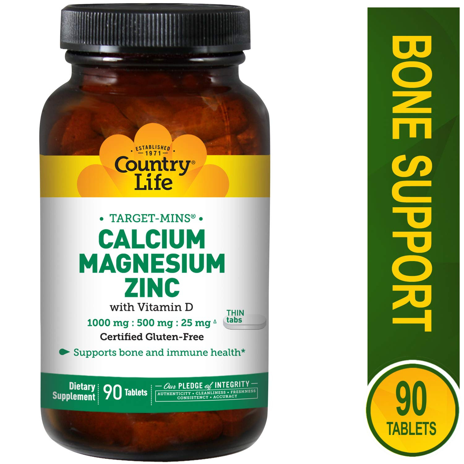 Country Life Calcium Magnesium Zinc with Vitamin D 90 tabs - зображення 1