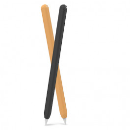AHASTYLE Silicone Sleeves for Apple Pencil 2 - 2 pack, Black/Orange (AHA-01650-BNO)