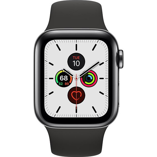 Apple Watch Series 5 LTE 40mm Space Black Steel w. Black b.- Space Black Steel (MWWW2) - зображення 1