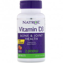 Natrol Vitamin D3 2,000 IU 90 tabs Strawberry