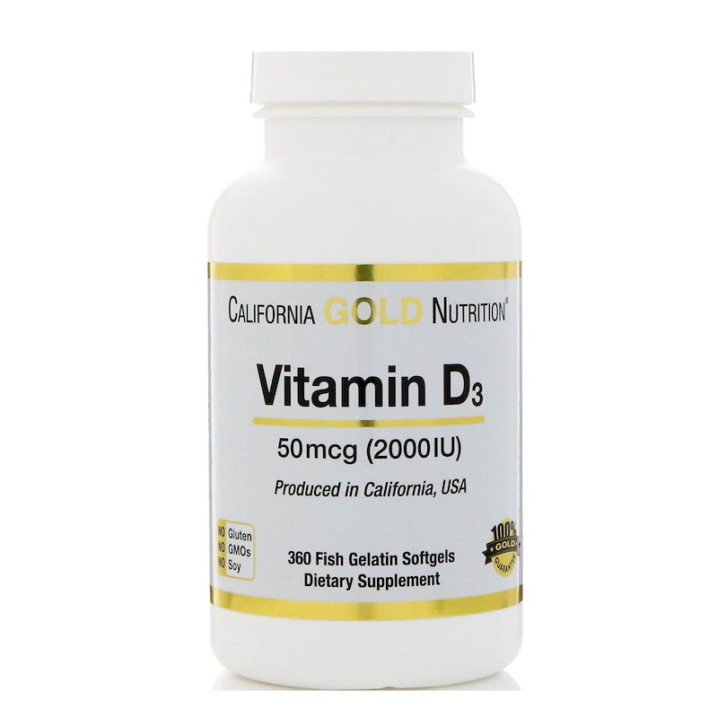 California Gold Nutrition Vitamin D3 50 mcg /2000 IU/ 360 caps - зображення 1