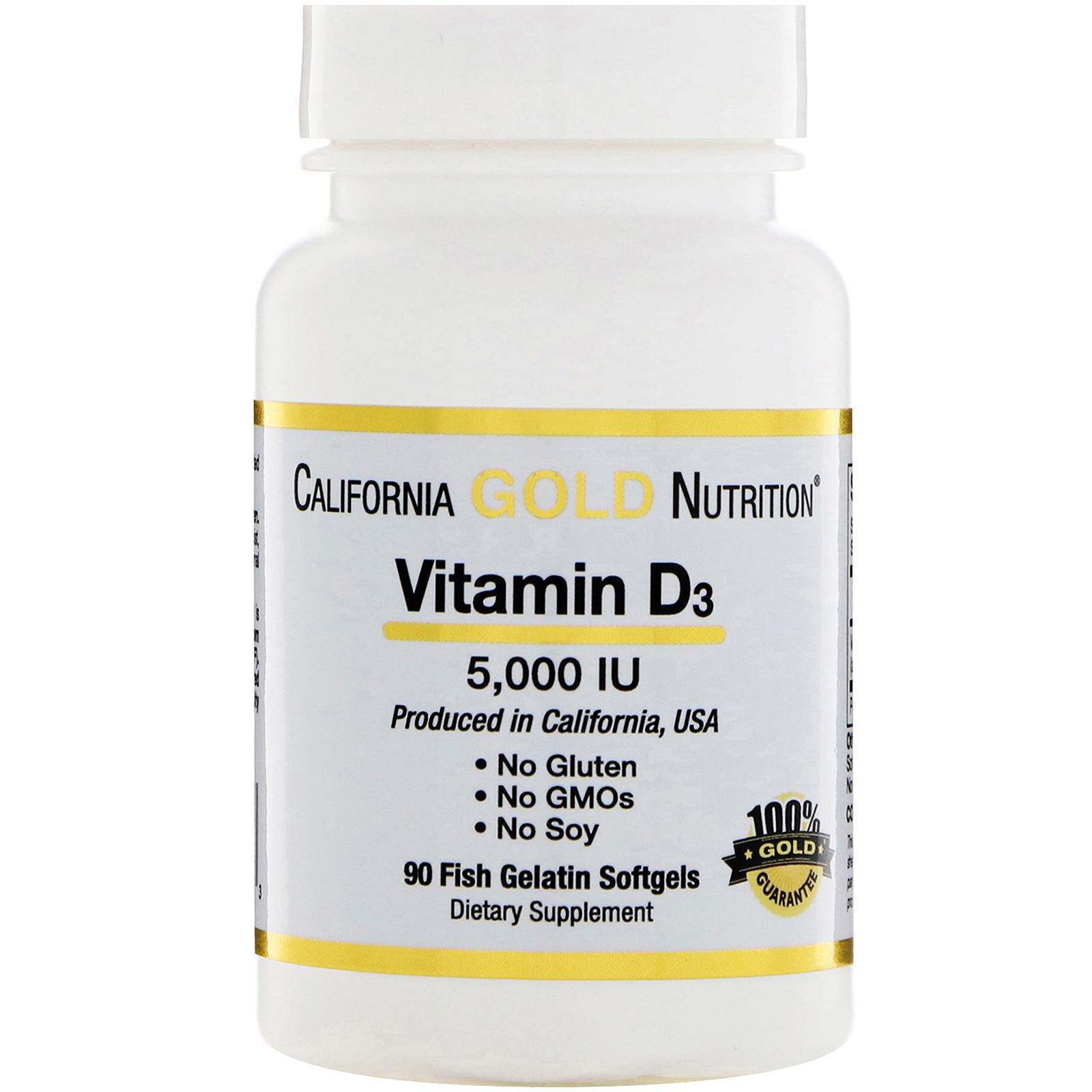 California Gold Nutrition Vitamin D3 125 mcg /5,000 IU/ 90 caps - зображення 1