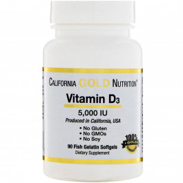 California Gold Nutrition Vitamin D3 125 mcg /5,000 IU/ 90 caps