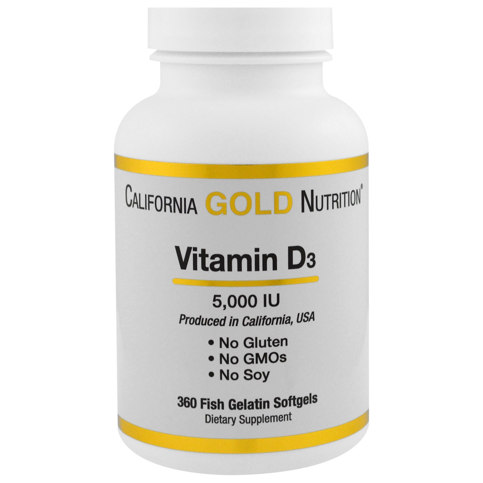 California Gold Nutrition Vitamin D3 125 mcg /5,000 IU/ 360 caps - зображення 1