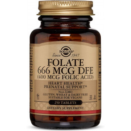 Solgar Folate 666 MCG DFE /400 mcg Folic Acid/ 250 tabs