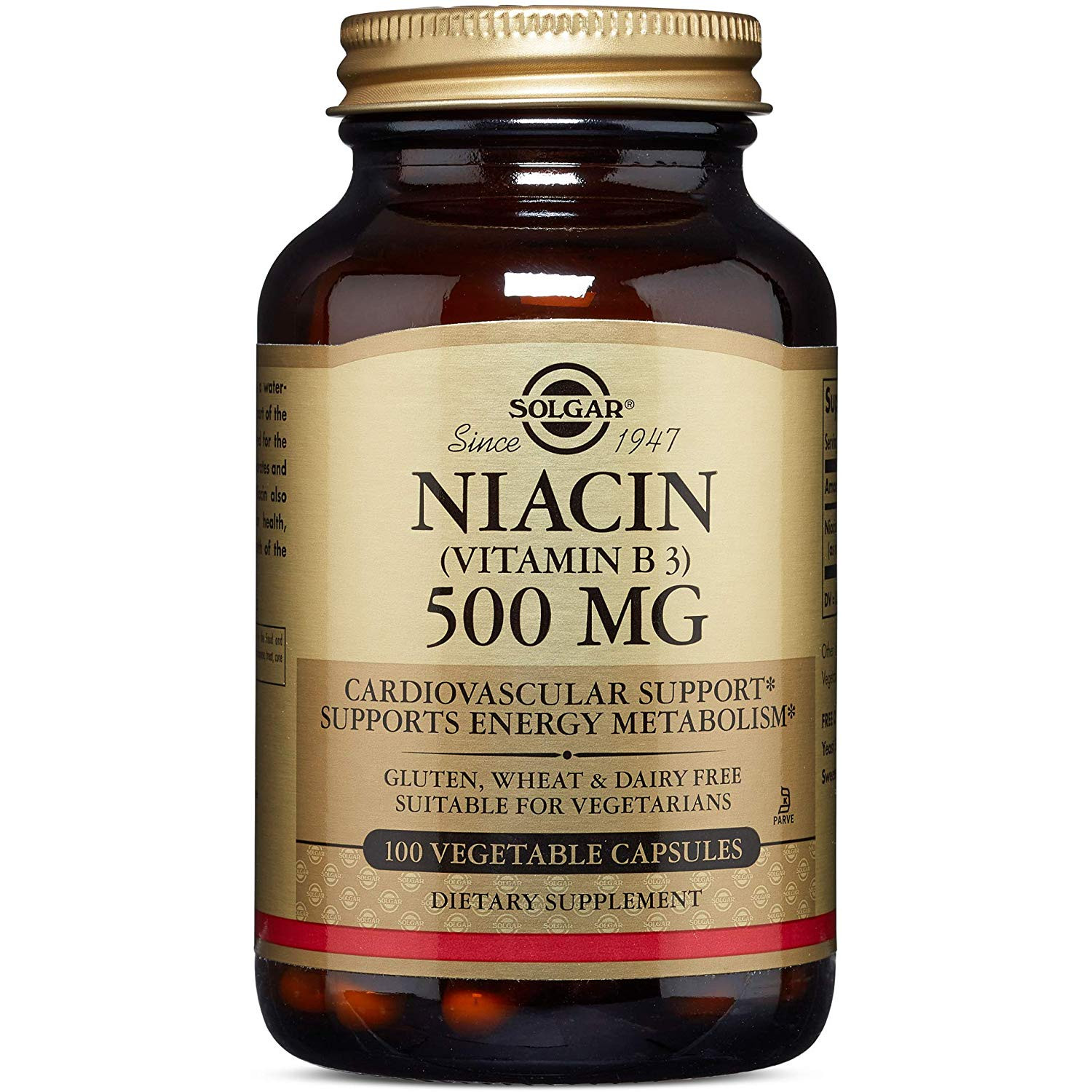 Solgar Niacin /Vitamin B3/ 500 mg Vegetable Capsules 100 tabs - зображення 1