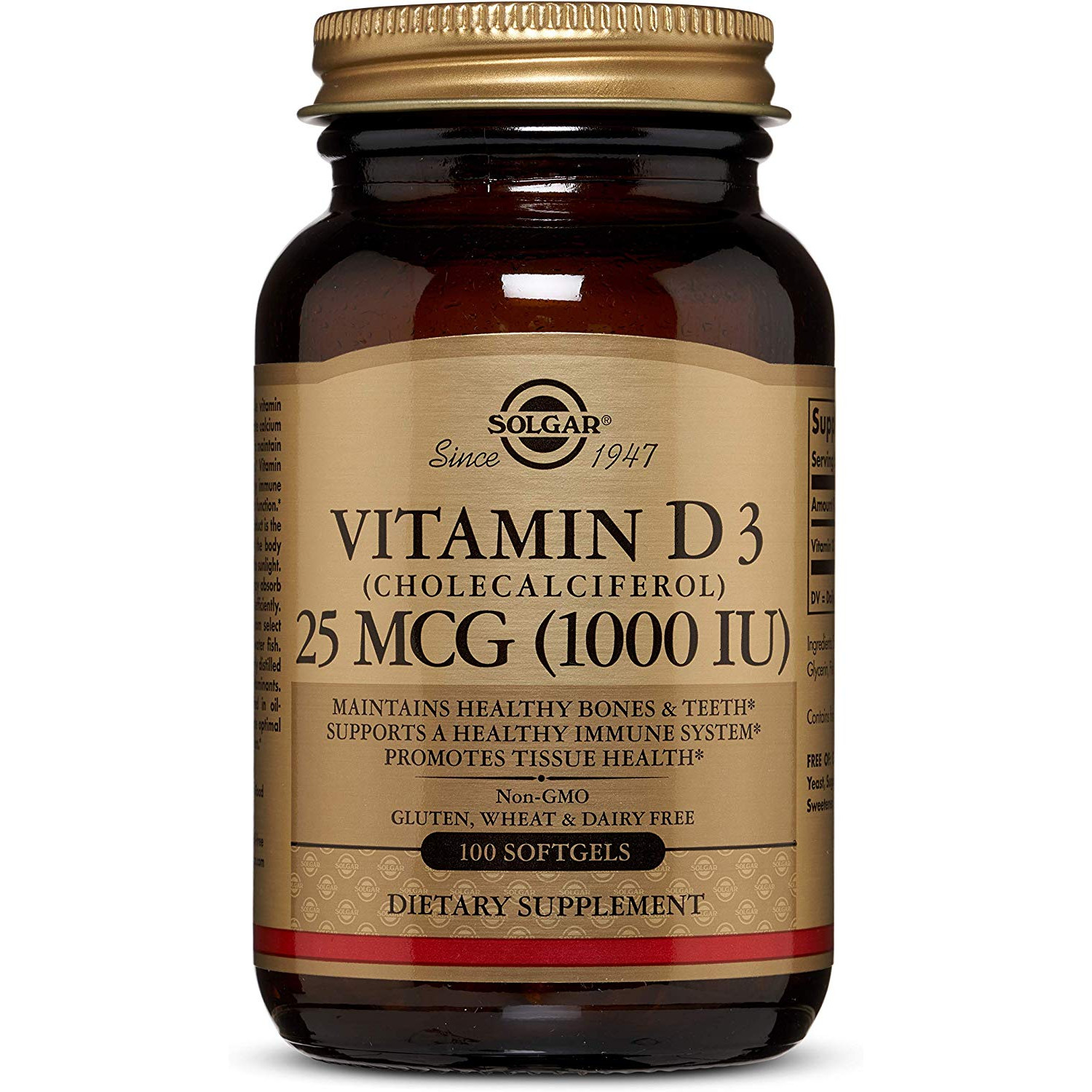 Solgar Vitamin D3 25 mcg /1000 IU/ Softgels 100 caps - зображення 1