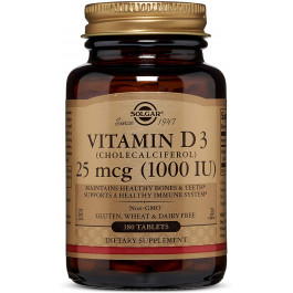 Solgar Vitamin D3 25 mcg /1000 IU/ Tablets 180 tabs