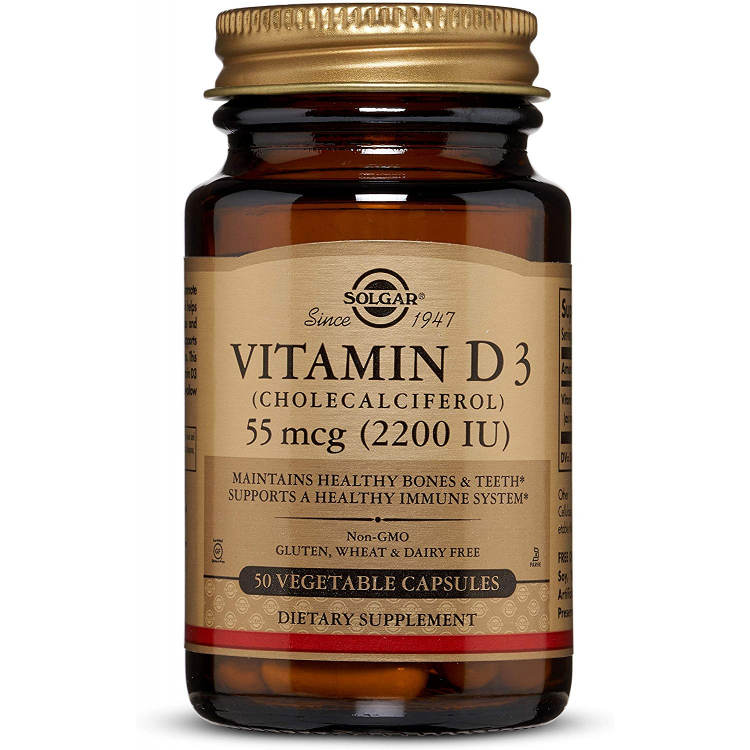 Solgar Vitamin D3 55 mcg /2200 IU/ Vegetable Capsules 50 caps - зображення 1