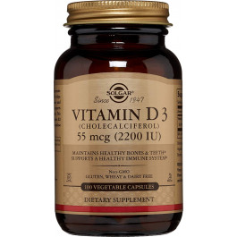   Solgar Vitamin D3 55 mcg /2200 IU/ Vegetable Capsules 100 caps (SOL-03317)