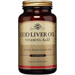 Solgar Cod Liver Oil Softgels /Vitamin A & D Supplement/ 250 caps
