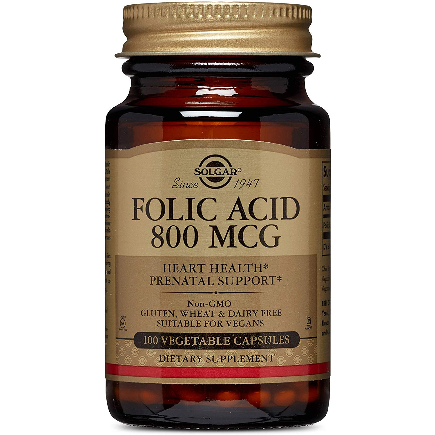 Solgar Folic Acid 800 mcg Vegetable Capsules 100 caps - зображення 1