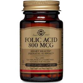   Solgar Folic Acid 800 mcg Vegetable Capsules 100 caps