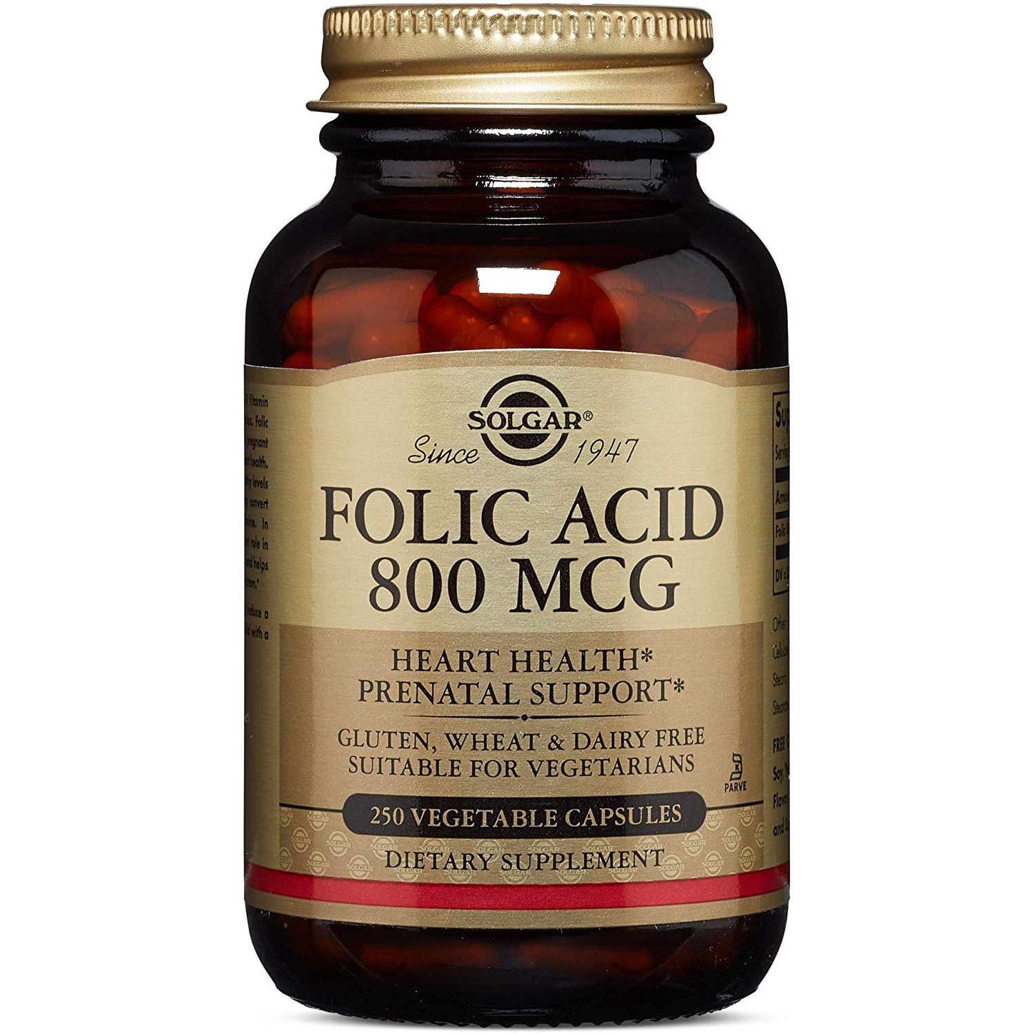 Solgar Folic Acid 800 mcg Vegetable Capsules 250 caps - зображення 1