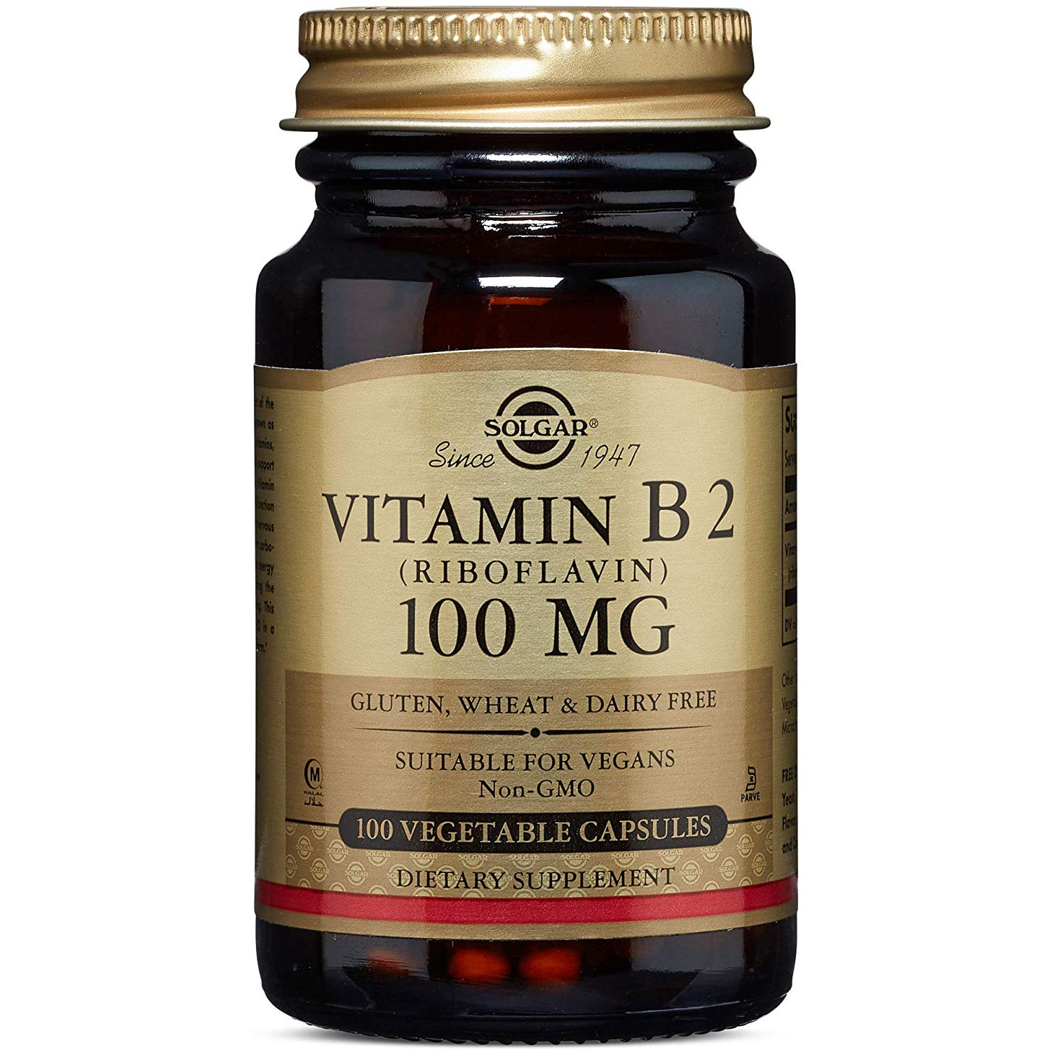 Solgar Vitamin B2 /Riboflavin/ 100 mg Vegetable Capsules 100 caps - зображення 1