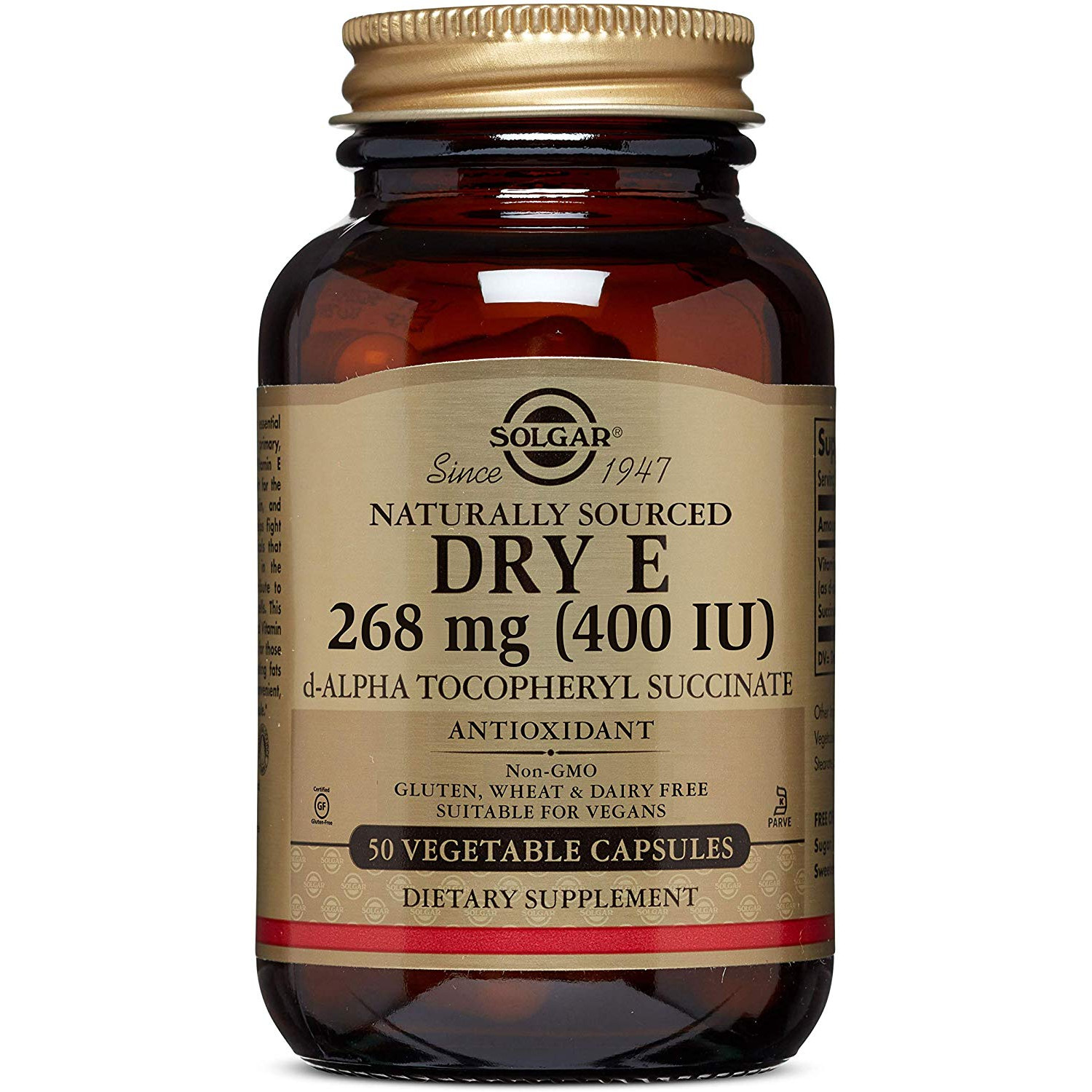 Solgar Dry Vitamin E 268 mg /400 IU/ Vegetable Capsules 50 caps - зображення 1