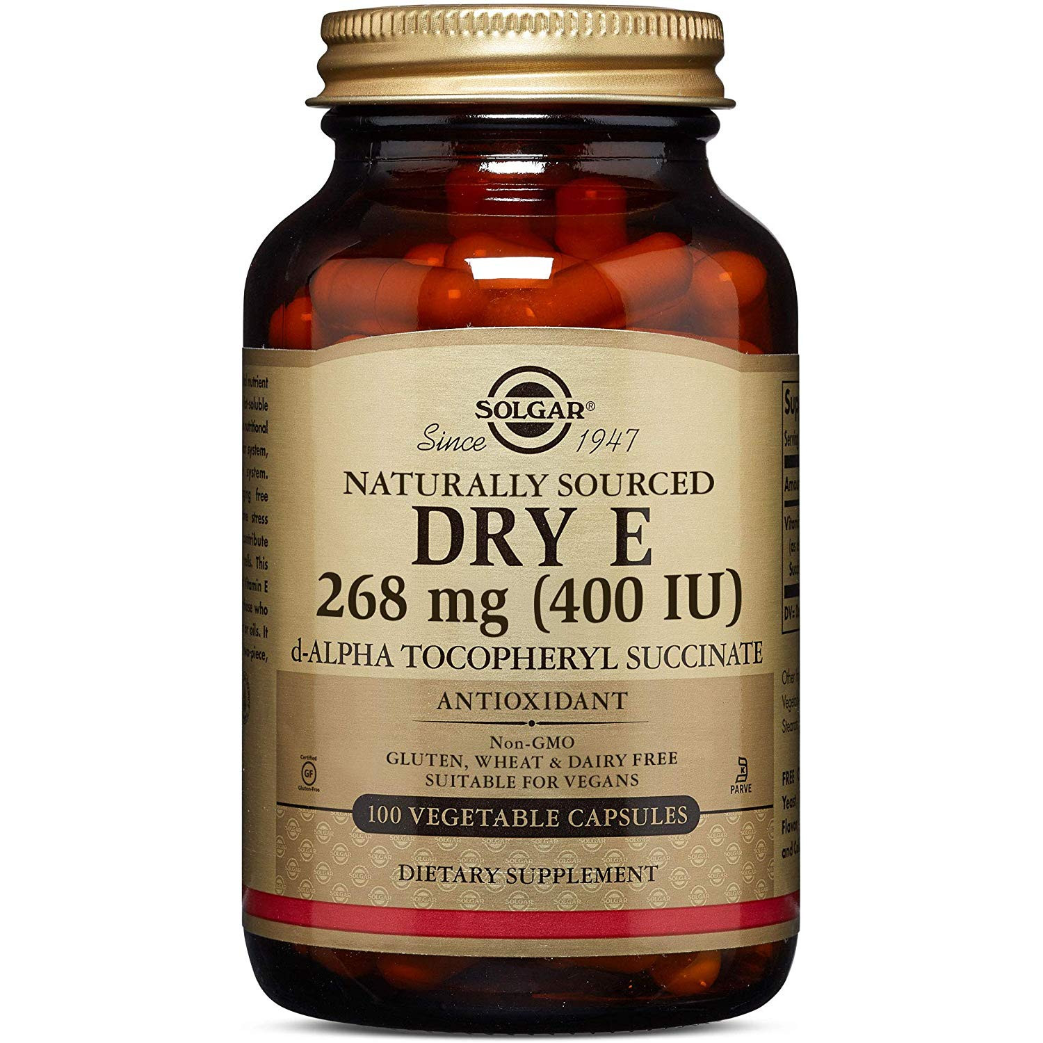 Solgar Dry Vitamin E 268 mg /400 IU/ Vegetable Capsules 100 caps - зображення 1