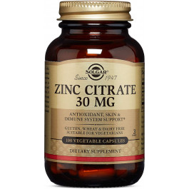 Solgar Zinc Citrate 30 mg Vegetable Capsules 100 caps