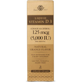 Solgar Liquid Vitamin D3 125 mcg /5,000 IU/ 59 ml /59 servings/ Natural Orange