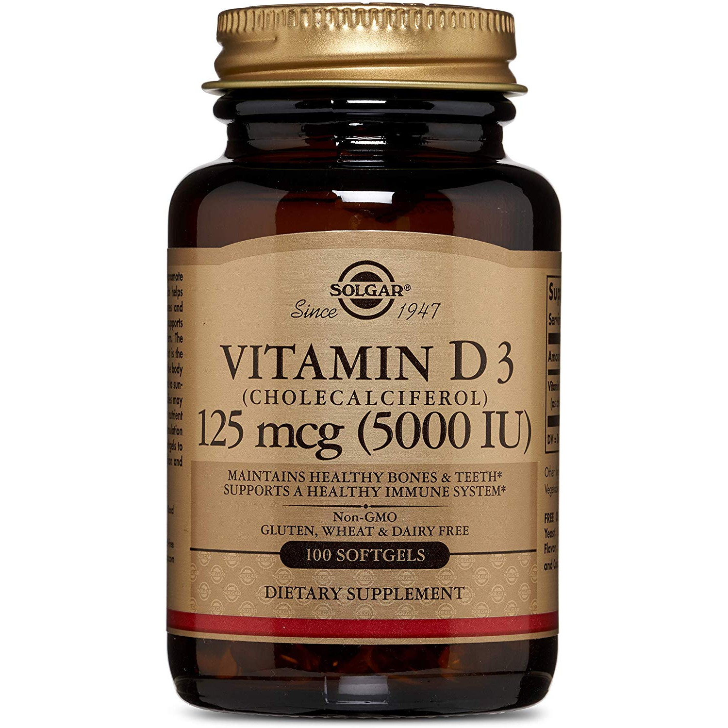 Solgar Vitamin D3 125 mcg /5,000 IU/ Softgels 100 caps - зображення 1