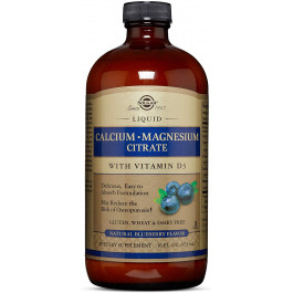 Solgar Liquid Calcium Magnesium Citrate with Vitamin D3 473 ml /32 servings/ Natural Blueberry