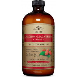 Solgar Liquid Calcium Magnesium Citrate with Vitamin D3 473 ml /32 servings/ Natural Strawberry