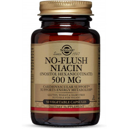 Solgar No-Flush Niacin 500 mg Vegetable Capsules /Vitamin B3/ 50 caps