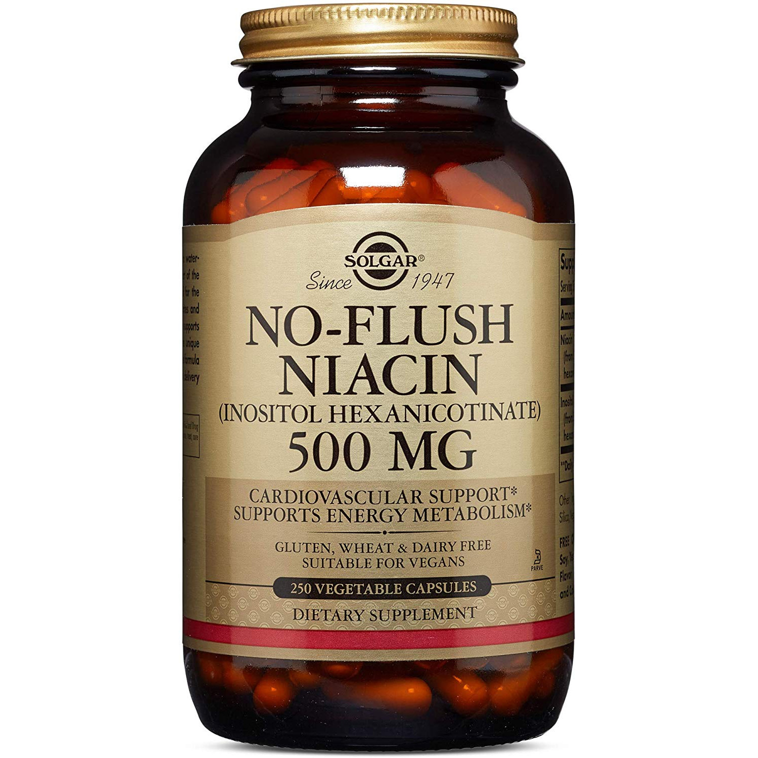 Solgar No-Flush Niacin 500 mg Vegetable Capsules /Vitamin B3/ 250 caps - зображення 1