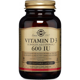 Solgar Vitamin D3 15 mcg /600 IU/ Vegetable Capsules 120 caps