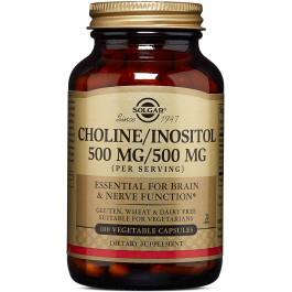 Solgar Choline/Inositol 500 mg/500 mg Vegetable Capsules 100 caps