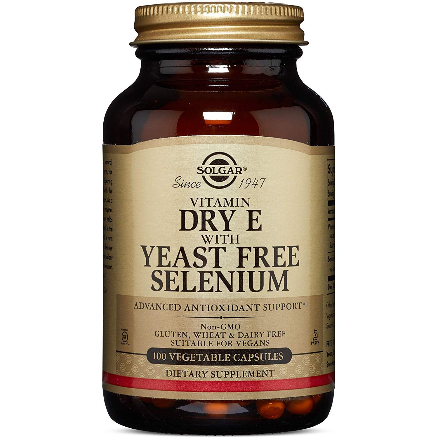 Solgar Dry Vitamin E with Yeast-Free Selenium Vegetable Capsules 100 caps - зображення 1