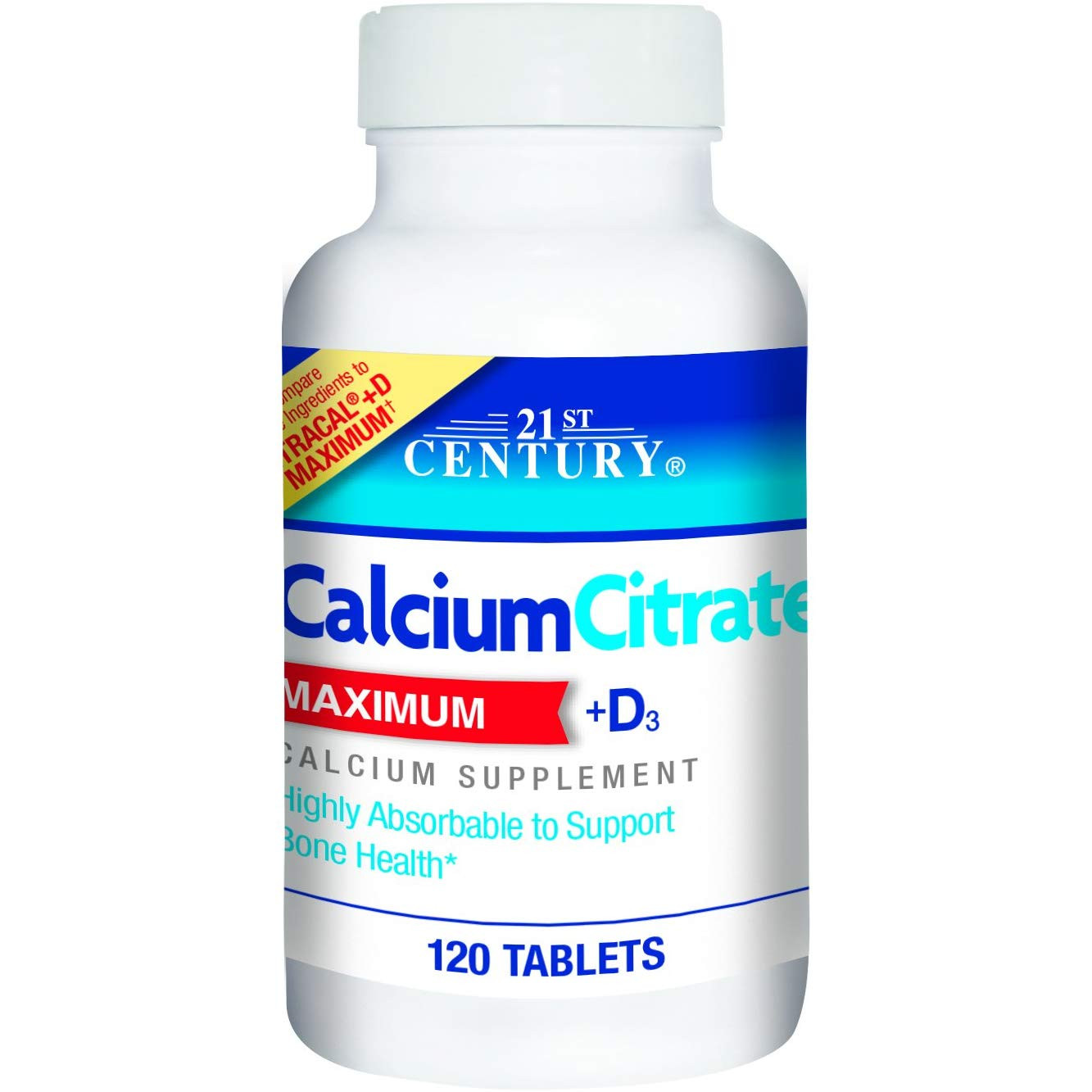 21st Century Calcium Citrate + D3 Maximum 120 tabs /60 servings/ - зображення 1