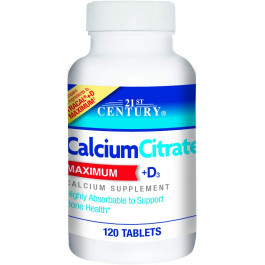21st Century Calcium Citrate + D3 Maximum 120 tabs /60 servings/