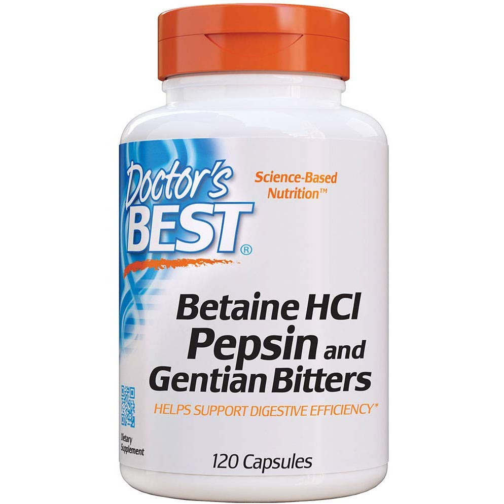 Doctor's Best Betaine HCl Pepsin & Gentian Bitters 120 caps - зображення 1