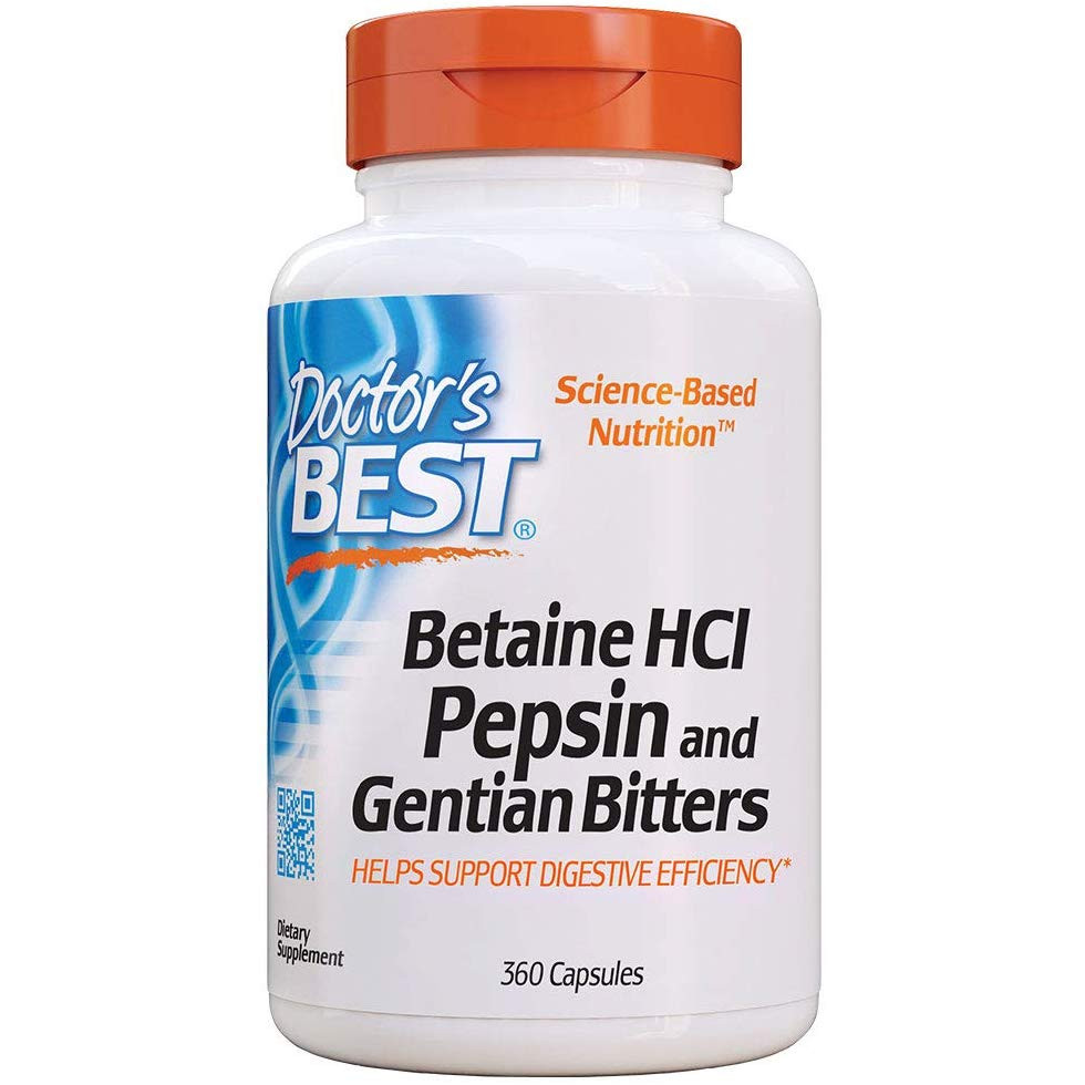 Doctor's Best Betaine HCl Pepsin & Gentian Bitters 360 caps - зображення 1