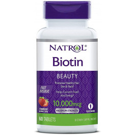 Natrol Biotin Fast Dissolve 10,000 mcg 60 tabs Strawberry