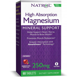 Natrol High Absorption Magnesium Chewable 250 mg 60 tabs Cranberry Apple