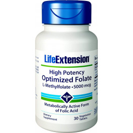 Life Extension High Potency Optimized Folate /L-Methylfolate/ 5000 mcg 30 tabs