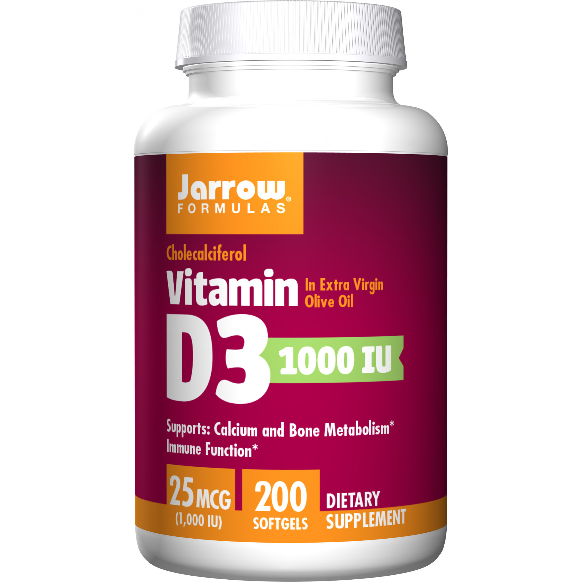 Jarrow Formulas Vitamin D3 25 mcg /1000 IU/ 200 caps - зображення 1