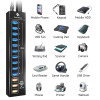 SmartDelux 13-Port Aluminium USB Hub - 10 Ports USB 3.0 + 3 SMART CHARGING ports - Black (SDU3-P10C3) - зображення 4